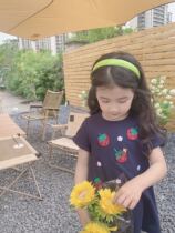 Girl Round Collar Strawberry Polo Dress Children Cartoon Hide Blue Dress 22 Spring Summer New Sundress