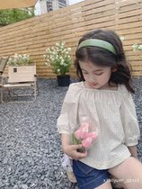 Girl retro cotton quality printed 50% sleeves small blouses children Summer shirts 22 new linings