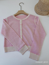 Girls Light Pink Stitching Cotton Cardigan Childrens Thin Cherry Embroidery Summer Air Conditioning Sweater