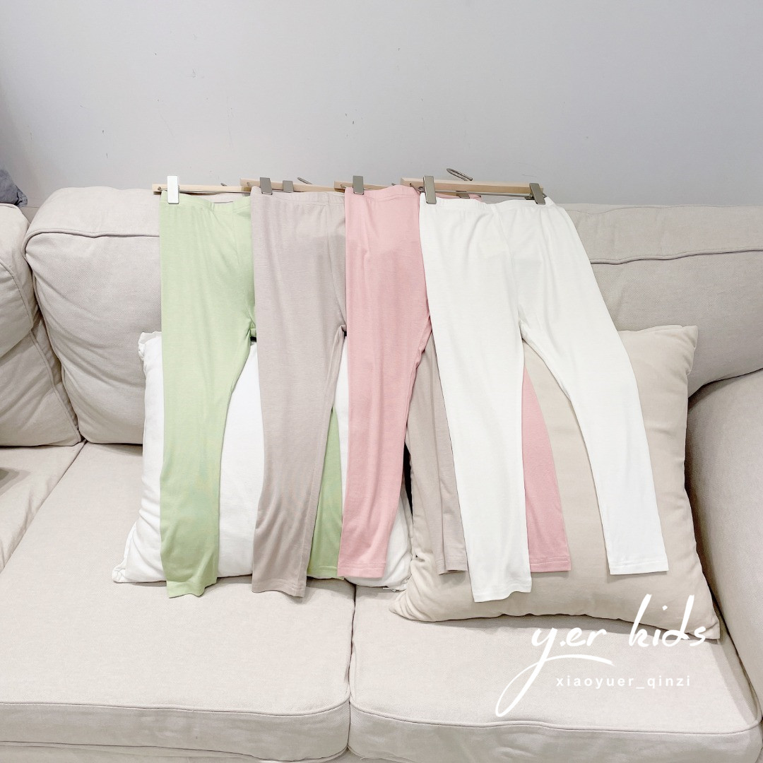 Four-color spring and summer underwear girls solid color high-elastic ankle-length pants children thin stretch leggings
