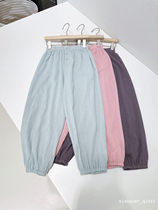Girls three-color button anti-mosquito pants Childrens summer light and thin leg pants elastic waist casual pants 22 new