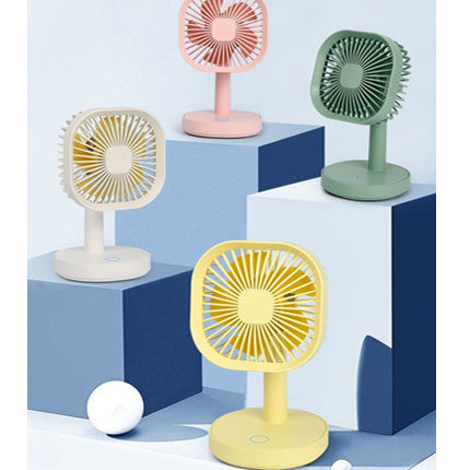 Simple and fresh desktop three-speed fan USB rechargeable fan dormitory rotatable desktop fan with night light