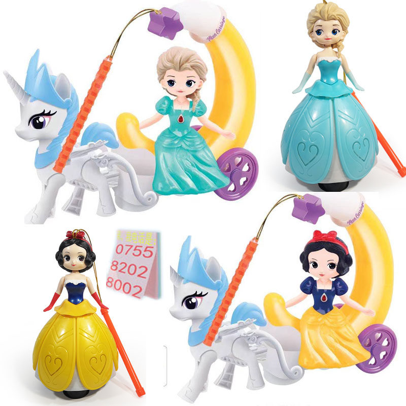 Lantern Festival Lantern Toys Children's Portable Luminous Lantern Projection Cartoon Love Aisha Princess Girl Creative Lantern