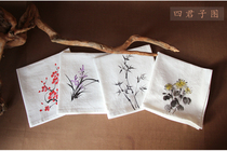 Hand-painted Hanfu handkerchief ancient style cotton and traditional Chinese painting gift Chinese style ancient style small gift girlfriend birthday gift