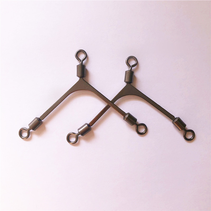 MW flat pole-type swivel balance bifurcation herringbone sub-hook clothes-hanging stainless steel boat fishing anti-winding sub-line accessories
