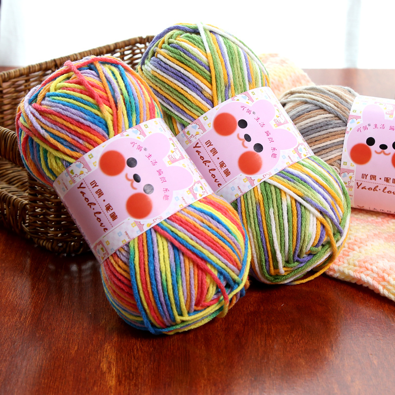 6-Strand Milk Cotton Baby Yarn, Medium-Thick Gradient Yarn Ball for Hand Knitting DIY Dolls, Shoes, Scarves, Hats