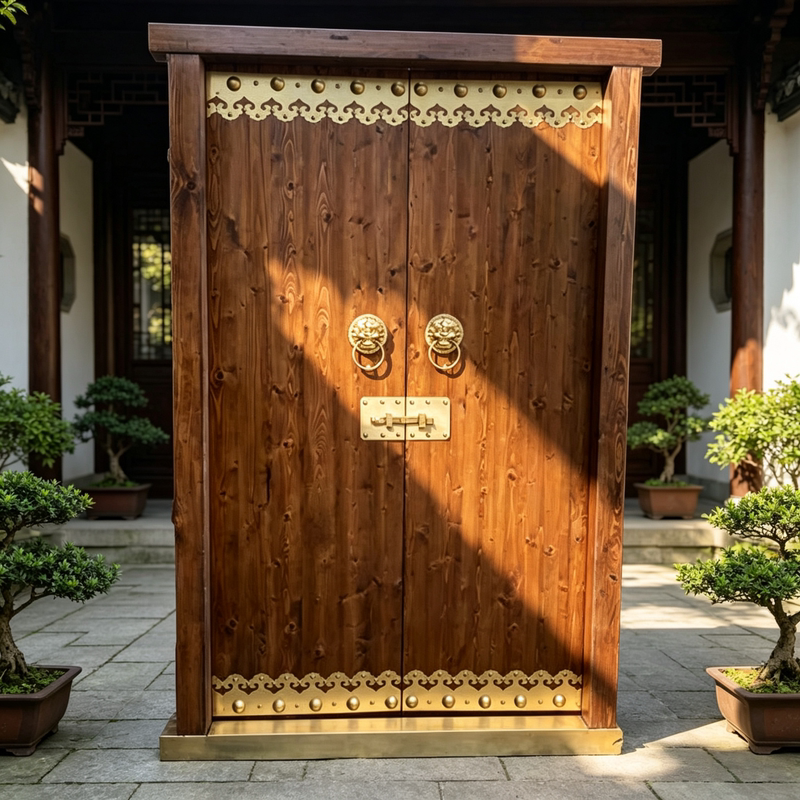 Solid Wood Courtyard Temple Entrance Door Panel, Self-Built Teahouse Door, Villa Courtyard, Rural Double-Opening, Vintage-Style House Hotel Solid Wood Courtyard Temple Entrance Door Panel, Self-Built Teahouse Door, Villa Courtyard, Rural Double-Opening, Vintage-Style House Hotel