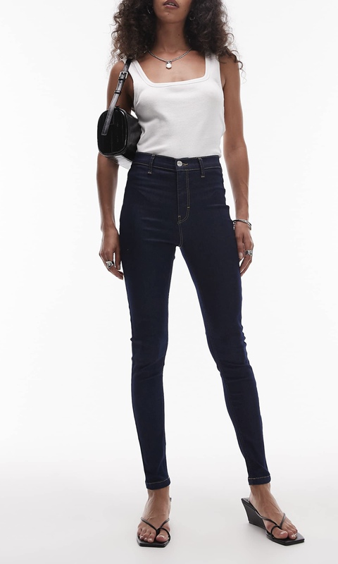 In Stock, Ajiang Topshop Joni Indigo High-Waisted Skinny Stretch Jeans, Slimming, Women's