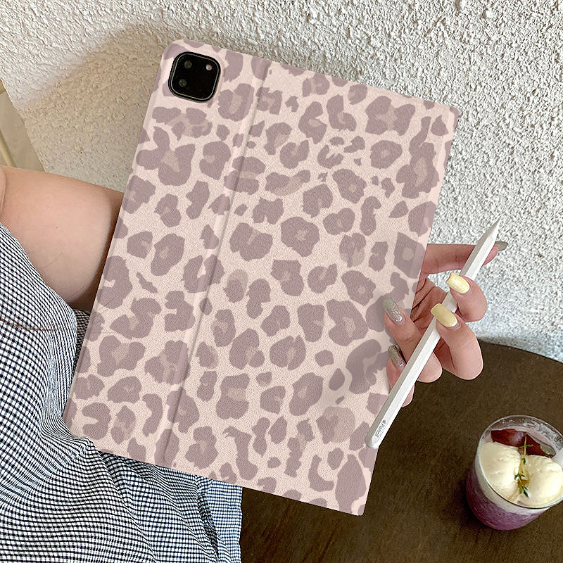Light-Colored Leopard Print Is Suitable for Samsung S9 Tablet Protective Case S10Fe New Model 10.9inch S11 Fashionable A11+ Full Coverage Galaxy Tab S7 Simple 8.7 Flip Stand S6Lite High-End Feel