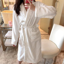 Sexy robe womens autumn and winter long coral velvet winter thick extended cute winter ladies winter pregnant pajamas