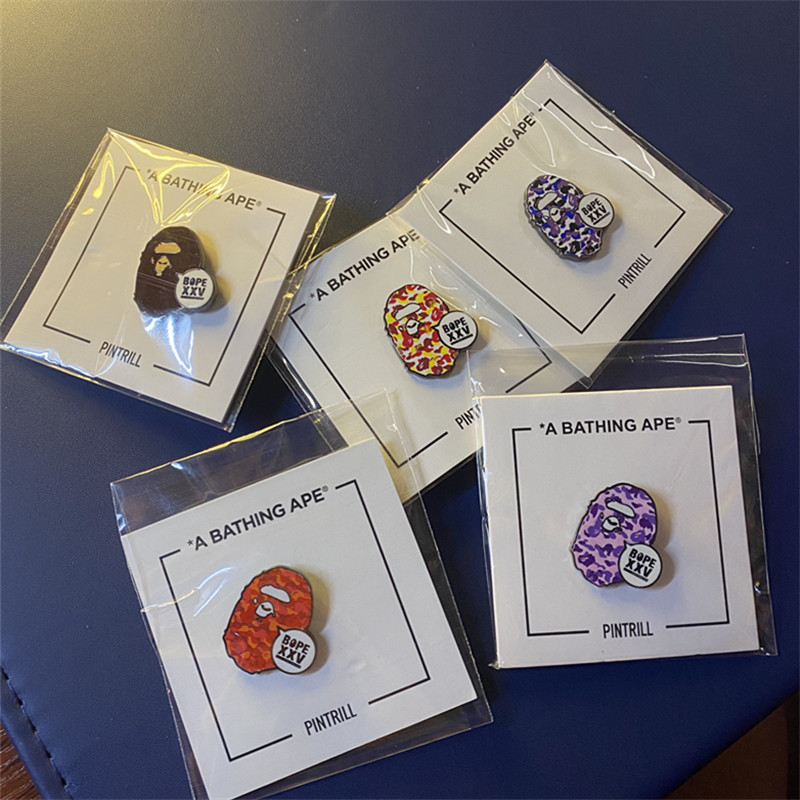 Trendy Brand Gift Bape Camouflage Ape Head Pin Xxv Pintrill Pins 25Th Anniversary Brooch Badge