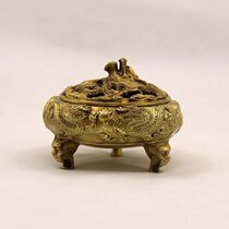 Antique Pan-Dragon bronze incense stove disc incense stove Home Tea Road smoked incense stove Aroma Stove Sandalwood Stove for the Gourd Cilanto