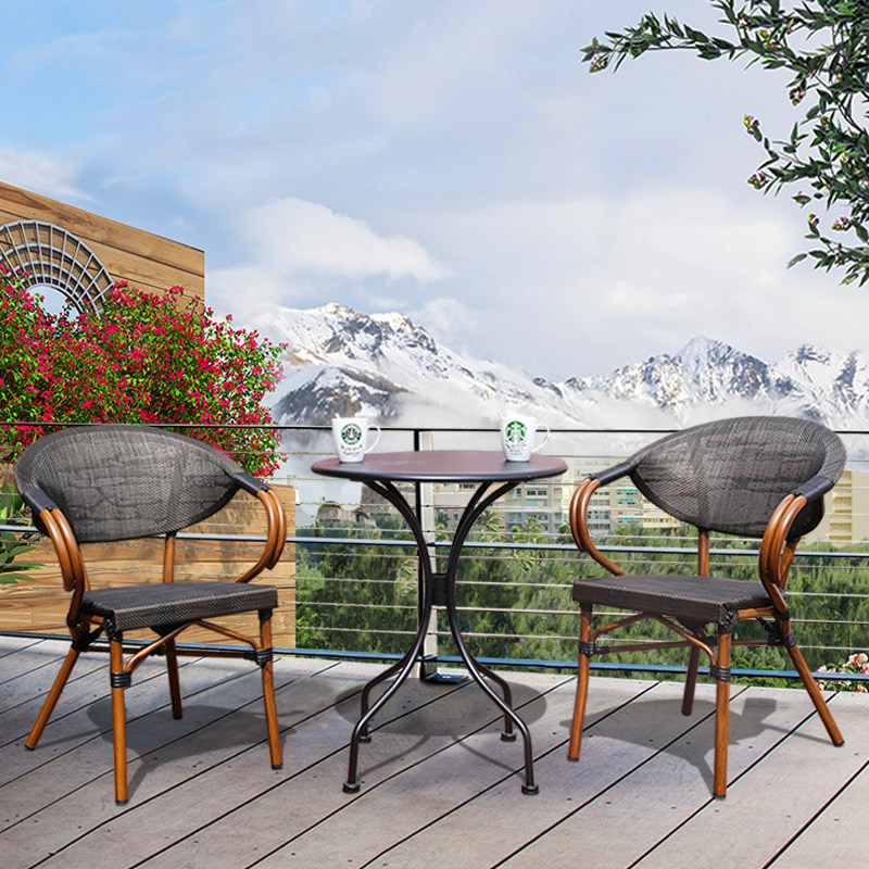 Balcony Leisure Small Tea Table Table And Chairs Iron Art Outdoor Rattan Chair Three Sets Outdoor Teng Chair Terrace Patio Home Chairs