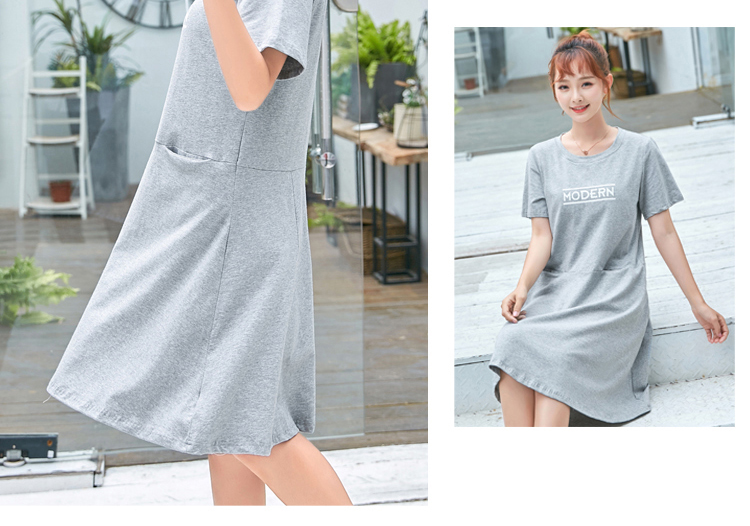 Mùa hè bông phương thức vành đai ngực pad nightdress đồ ngủ ngắn tay áo miễn phí áo ngực mỏng phần lỏng kích thước lớn nhà váy nữ