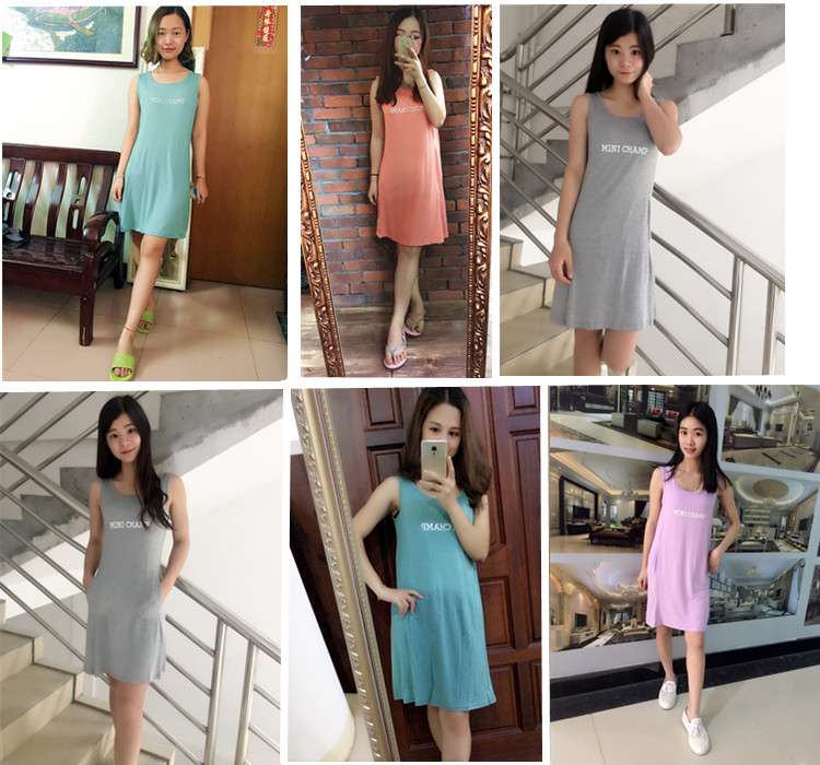 Với ngực pad nightdress nữ mùa hè cotton phương thức dịch vụ nhà không tay dây đeo áo ngực vest sinh viên đồ ngủ Hàn Quốc phiên bản