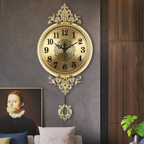 European silent wall clock Living room household Nordic net Red fashion Quartz clock American atmospheric Metal wall clock