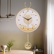 Nordic deer head wall clock Living room household fashion creative watch Light luxury Simple modern atmosphere Net red wall clock
