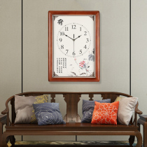 New Chinese wall clock Living room household decorative clock Silent art clock Chinese style wall hanging solid wood atmospheric hanging watch