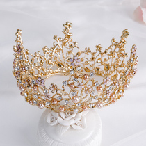 Childrens crown tiara princess girl hair accessories head flower golden headband child crown host catwalk performance jewelry
