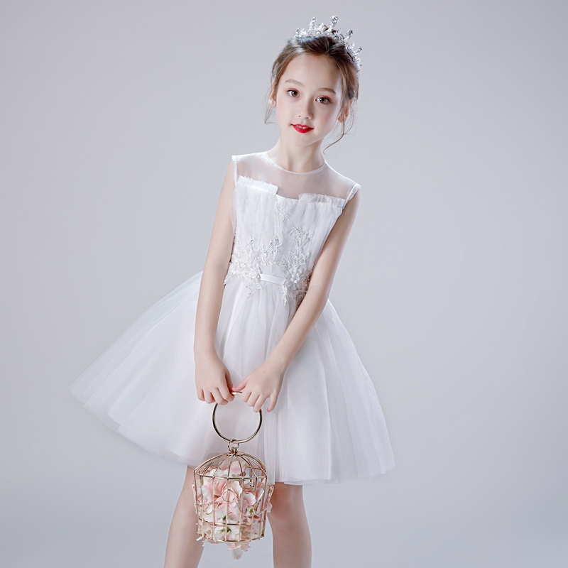 Cô gái công chúa váy trẻ em poncho spendage chủ buổi tối váy trắng hoa trẻ em ít hiệu suất chiếc váy cưới đàn piano chiếc váy mùa hè.