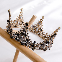Childrens crown tiara princess girl crown black crystal big headband host catwalk childrens birthday hair accessories