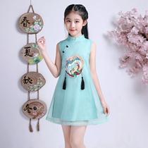 Girls childrens dress summer cool sleeveless childrens gauze skirt Chinese style Tang suit princess dress little girl cheongsam