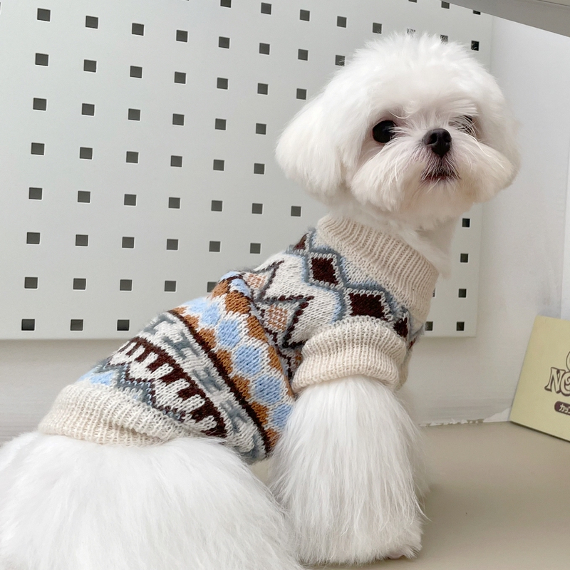 Classic Sweater Pet Puppy Clothes Teddy Schnauzer Pomeranian Bichon Maltese Cat Autumn and Winter Clothing