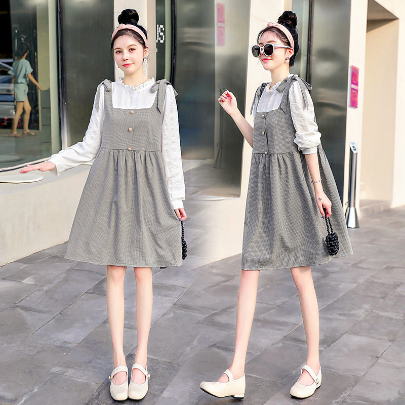 2022 New pregnant women's spring clothing foreign clothing fake two surrogacy clothes for spring and autumn clothing Pregnant Women Skirts