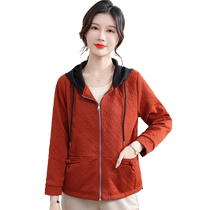 Mother Dress Spring Autumn Jacket Foreign Air New Middle Aged Mid-Aged Women Clothing Casual Short Style Dress With Cap Jacket Jacket