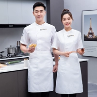 Белая футболка, фартук, короткий рукав