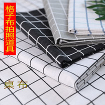 Black and white checkered table cushion gourmet food background Bins wind minimalist tablectured table cloth swing photo shoot Photographic Props