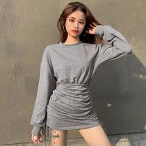 Base paragraph 100 Lap Necropolis Dress Hood Head Round Collar Grey Collection Waist Display Slim design Sensation Drawing Rope with Dress Damp