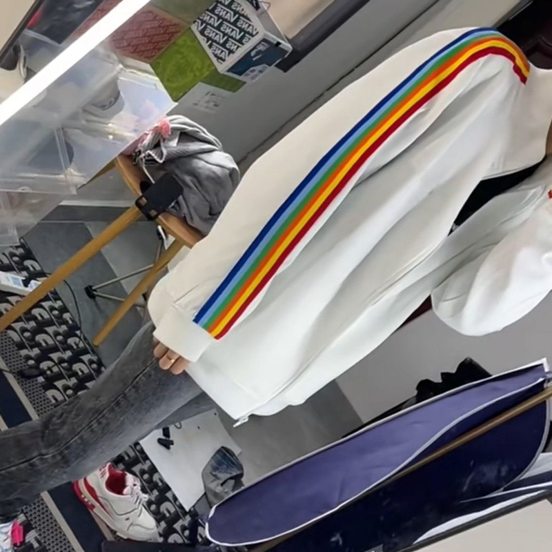 Trendy High Street 2025 Angel Fashion Brand Rainbow Stylish Light Luxury Jacket with Side Stripes for Men and Women