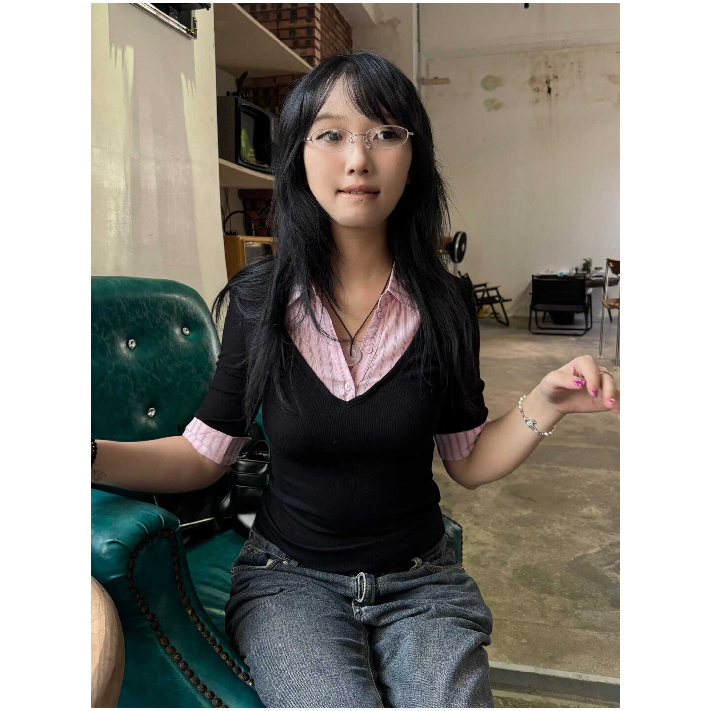 大码胖mm美式辣妹POLO领修身长袖T恤春季时尚巨好看减龄套头上衣