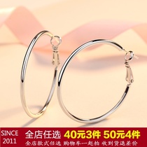 Song Hui Qiao with temperament circle earrings South Korea S925 sterling silver earrings simple fashion 2021 new trend earrings