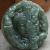 Двусторонная природная руда из нефрита, резная подвеска подходит для мужчин и женщин