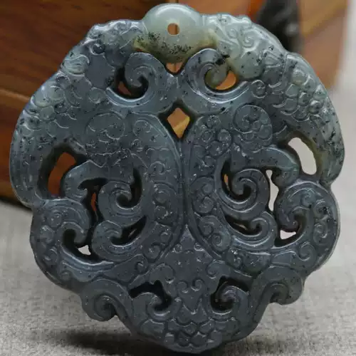 Природная руда из нефрита из провинции Цинхай, сине-белая подвеска подходит для мужчин и женщин, ожерелье, аксессуар