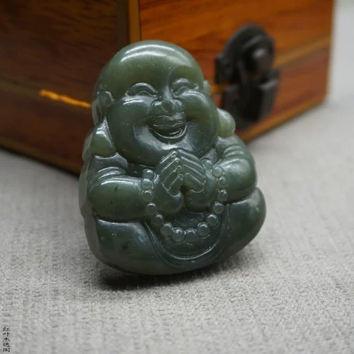 Будда из нефрита, природная руда, двусторонная резная подвеска