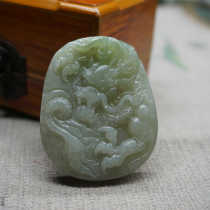 Hotan jade Qinghai material belt jade double-sided dragon brand pendant Xiaolong jade brand jade pendant oval dragon brand jade mens model