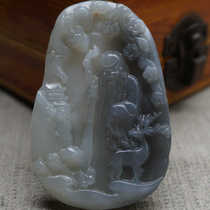 Hotan jade Qinghai material smoke green pretty color old longevity star pendant jewelry fortune and longevity jade pendant jade pendant men and women necklace jade pendant