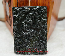 Natural dark green jade Kowloon wall jade pendant mens safe and sound jade pendant Lantian black jade Kowloon bead necklace