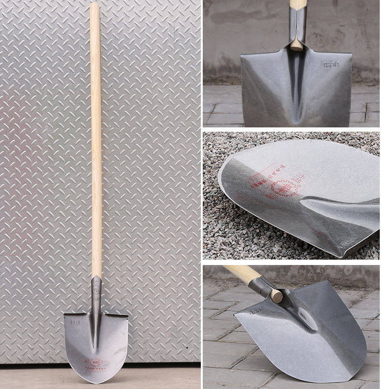 Full manganese steel shovel quenched and thickened large shovel tip square flat head iron shovel mud shovel outdoor digging agricultural tools
