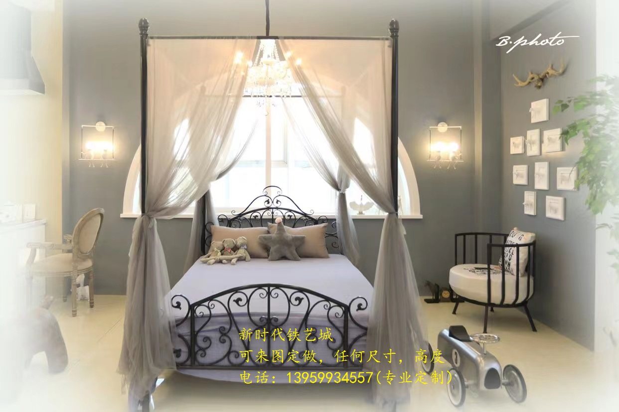 European-style iron frame bed, princess bed, 1-2 meter children's bed, garden iron bed, 1, 5, 8 single double, ready-made wrought iron bed 