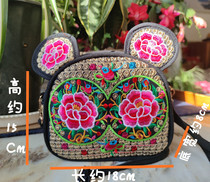 Yunnan embroidery embroidery messenger bag bag female new ethnic style mobile phone cartoon Mickey cute ears small cloth bag