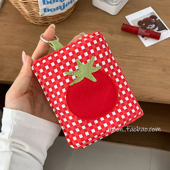 Korean ins red grid tomato jewelry bag fabric small portable earrings ring necklace storage bag jewelry bag