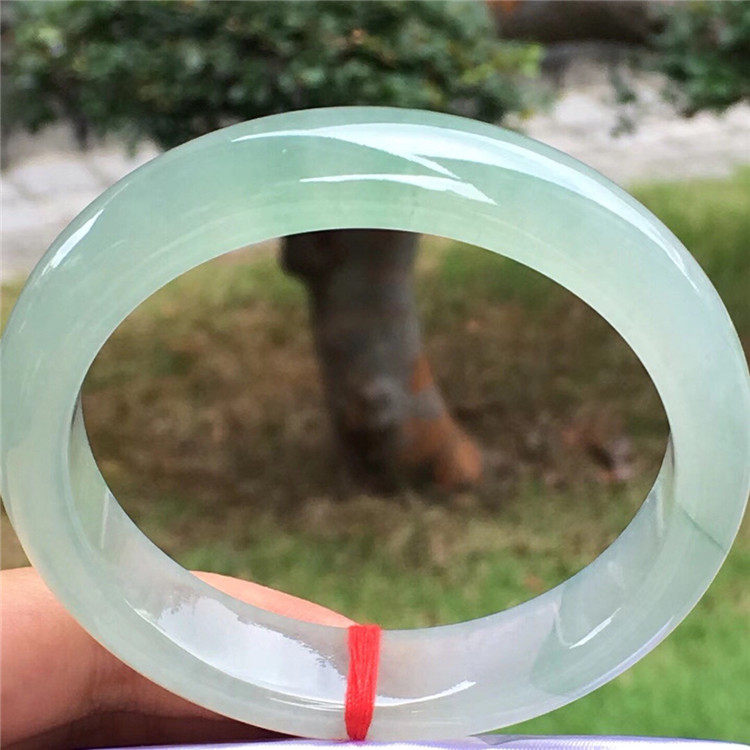 Longyu Culture Jade Bracelet Yang Green Ice Waxy Burmese Concubine Violet Jade Bracelet