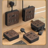 Полностью медный пористый USB Wood Grain Socket Board Desktop Office и домашний многофункциональный подключаемый кабель для хранения