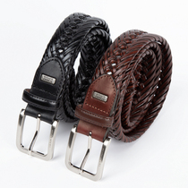 TOMMY Tommy belt mens leather woven belt tide ins mens casual young people pure cowhide brand-name belt