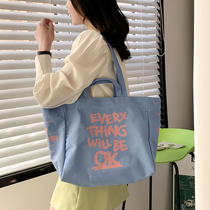 Fashion Casual 100 Hitch Canvas Bag Package Woman 2022 New Niche Design Letter Shopping Bag Single Shoulder Bag Large Capacity