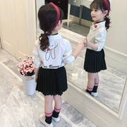 Áo sơ mi nữ tay dài 2019 mới thời trang Hàn Quốc quần áo trẻ em áo trắng mùa thu váy bé gái cotton